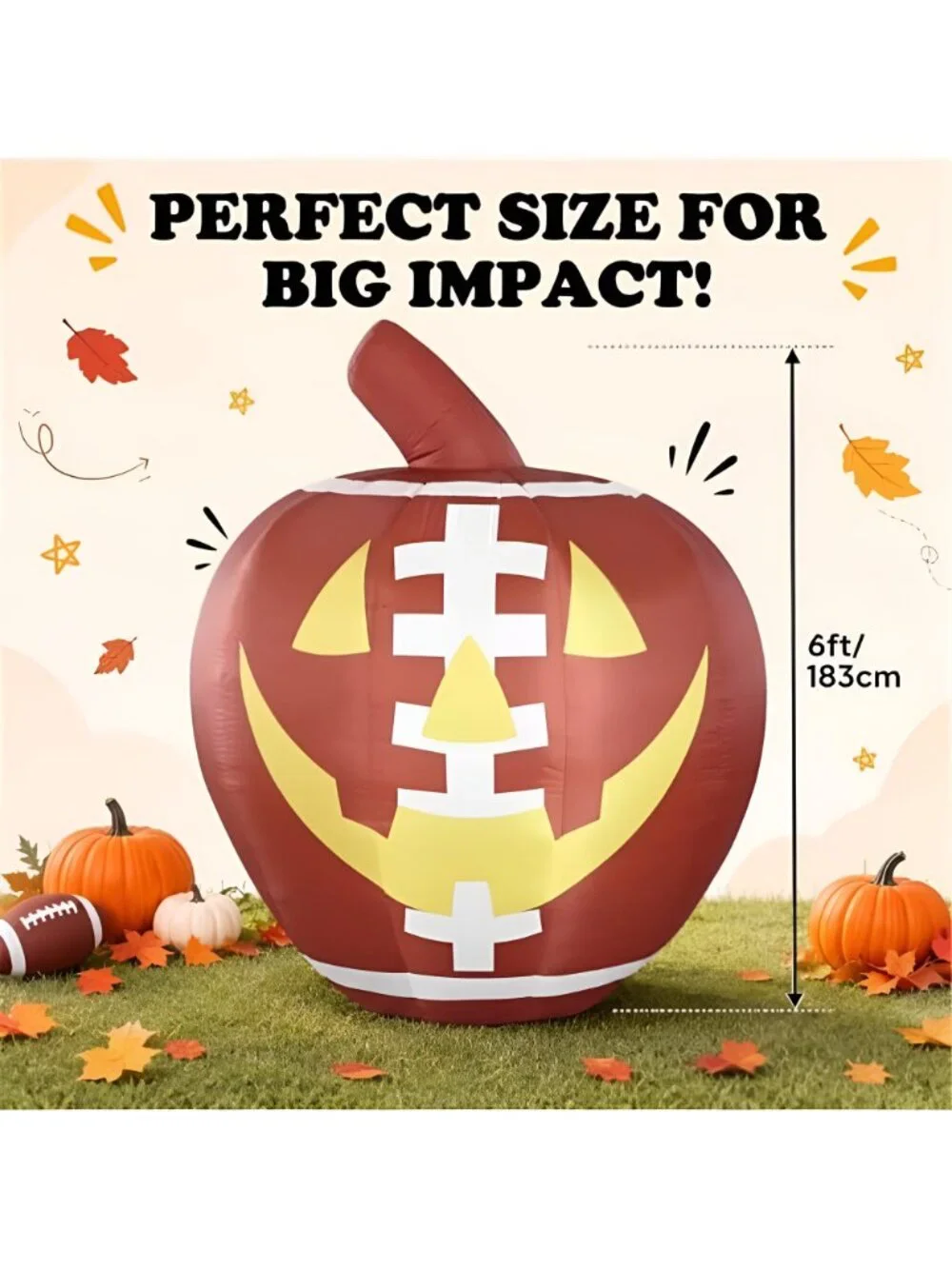6ft Giant Halloween Inflatable Pumpkin Large Outdoor Decoration